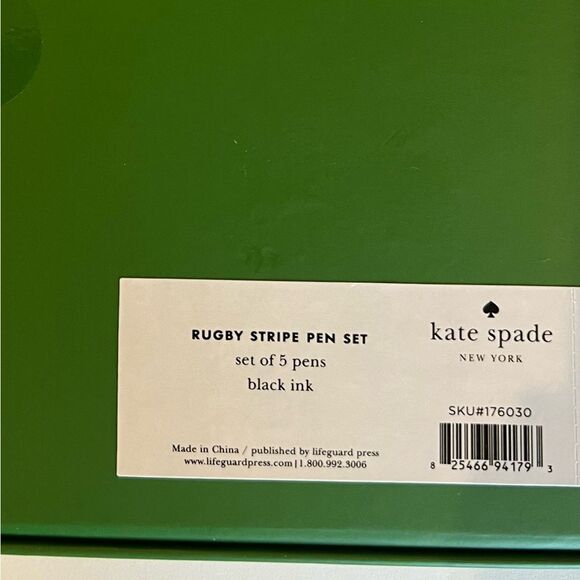 Kate Spade New York Black Ink Plastic Click Pens, Rugby Stripe (Set of 5) - Picture 10 of 10